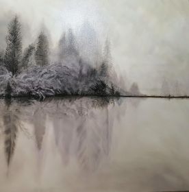 Reflecting Lake Canada, 76x76cm